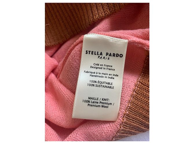 Autre Marque STELLA PARDO X ANTHROPOLOGIE Wollpullover Rosa Gelb und Mocha Braun Pink Senf - Ansicht 13