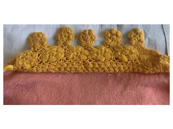 Autre Marque STELLA PARDO X ANTHROPOLOGIE Wollpullover Rosa Gelb und Mocha Braun Pink Senf - Ansicht 6