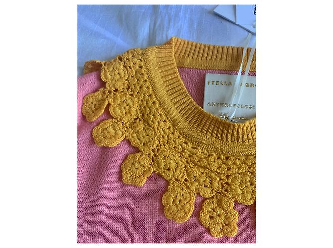 Autre Marque STELLA PARDO X ANTHROPOLOGIE Wollpullover Rosa Gelb und Mocha Braun Pink Senf - Ansicht 9