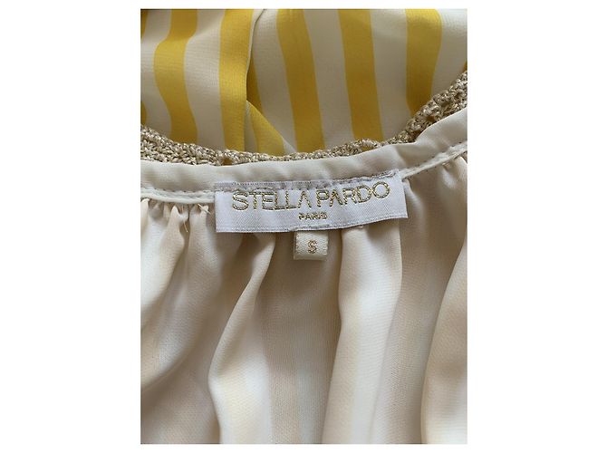 Autre Marque Vestido largo a rayas STELLA PARDO DIANE Amarillo y Ecru Dorado Crudo - vista 12