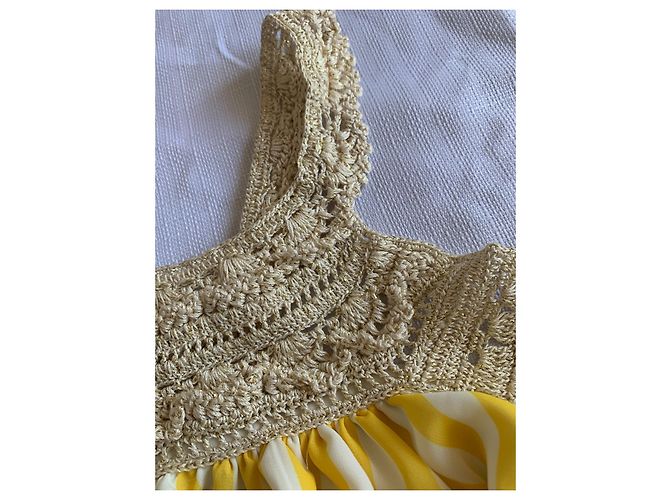 Autre Marque Vestido largo a rayas STELLA PARDO DIANE Amarillo y Ecru Dorado Crudo - vista 16