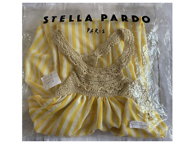 Autre Marque Vestido largo a rayas STELLA PARDO DIANE Amarillo y Ecru Dorado Crudo - vista 18