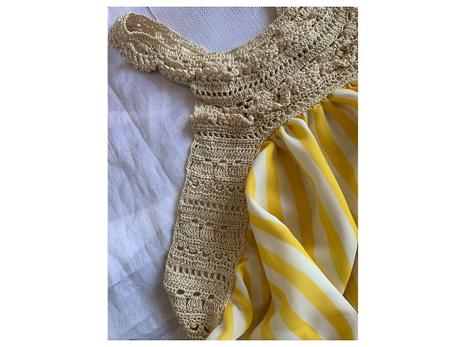 Autre Marque Vestido largo a rayas STELLA PARDO DIANE Amarillo y Ecru Dorado Crudo - vista 19