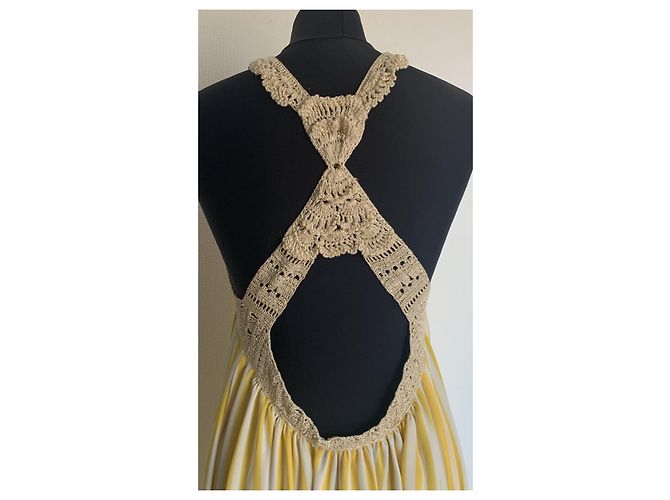 Autre Marque Vestido largo a rayas STELLA PARDO DIANE Amarillo y Ecru Dorado Crudo - vista 2