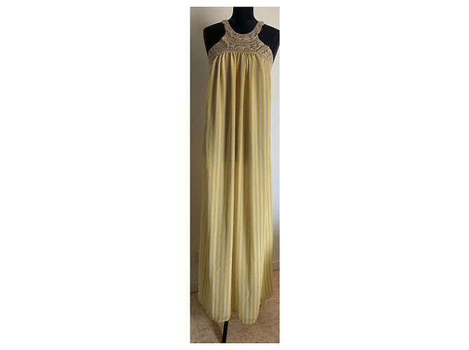 Autre Marque Vestido largo a rayas STELLA PARDO DIANE Amarillo y Ecru Dorado Crudo - vista 4