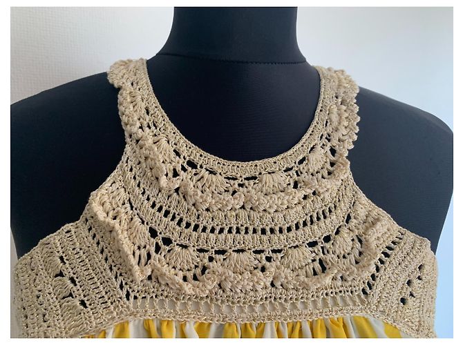 Autre Marque Vestido largo a rayas STELLA PARDO DIANE Amarillo y Ecru Dorado Crudo - vista 6