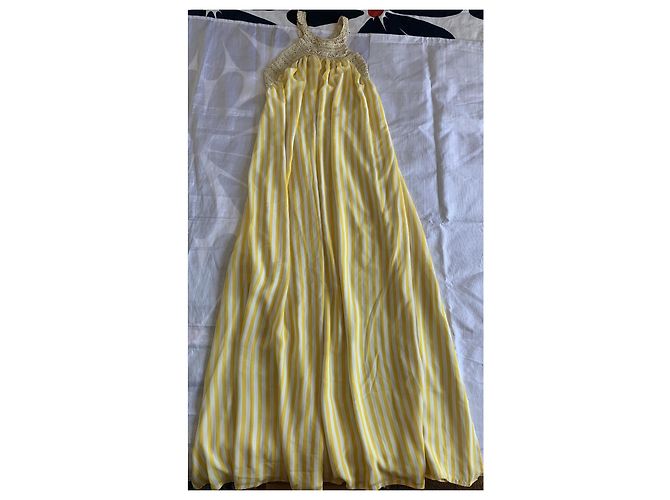 Autre Marque Vestido largo a rayas STELLA PARDO DIANE Amarillo y Ecru Dorado Crudo - vista 7