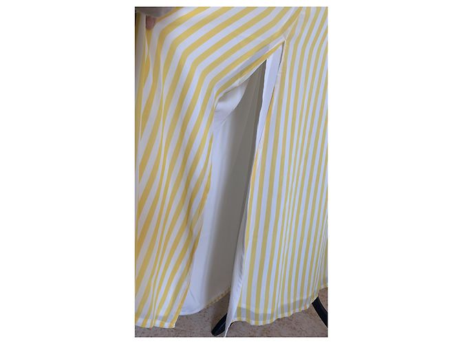 Autre Marque Vestido largo a rayas STELLA PARDO DIANE Amarillo y Ecru Dorado Crudo - vista 8