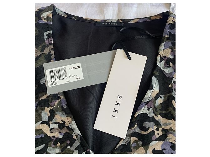 Ikks Kleid aus Viskose V-Ausschnitt Kurze Ärmel Größe 40 Mehrfarben - Ansicht 11