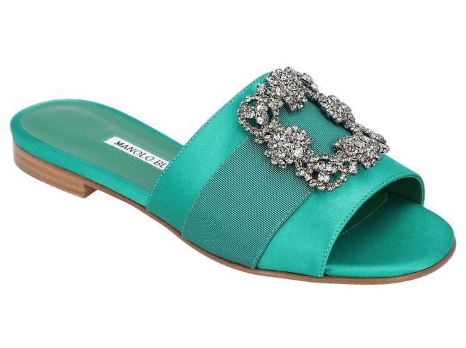 Manolo Blahnik Martamod Plat Vert - vue 2