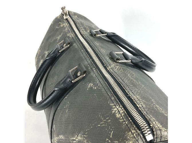 Borsa Keepall 45 Damier Carbon Louis Vuitton Nero - vista 12