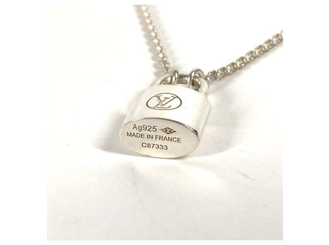Collana Louis Vuitton con pendente a forma di lucchetto motivo Lockit Argento - vista 2