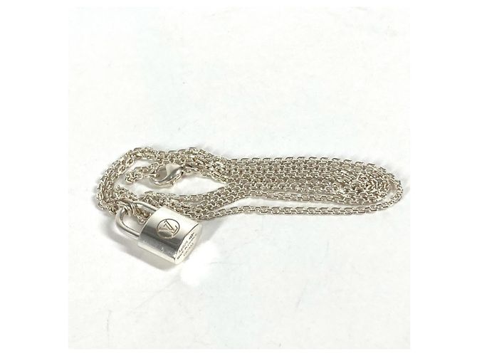 Collana Louis Vuitton con pendente a forma di lucchetto motivo Lockit Argento - vista 7