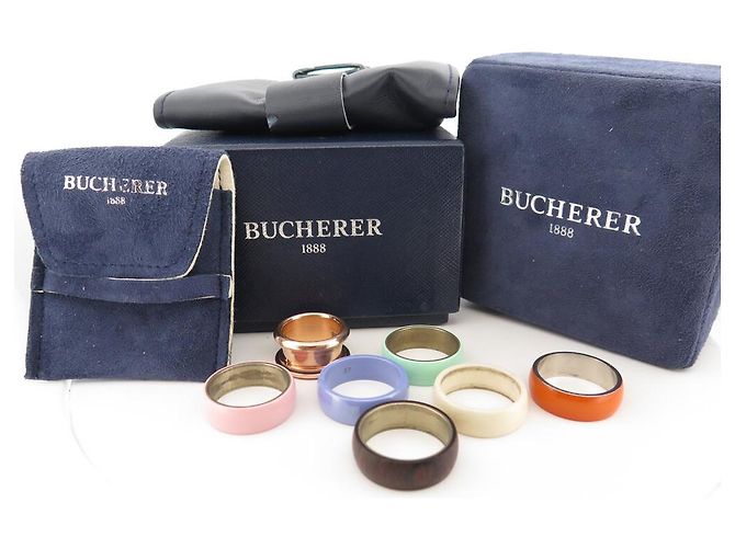 BUCHERER VARIATO T57 RING AUS ROSEGOLD 18K + 6 FARBIGE RINGE Golden - Ansicht 15