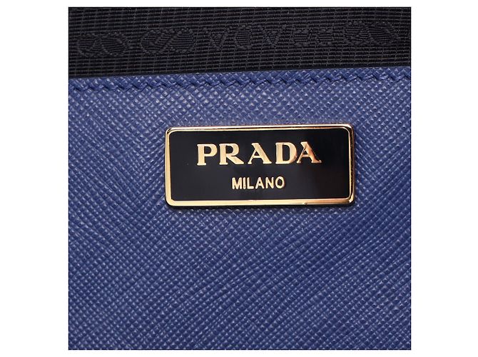 Borsa Galleria Grande Prada in pelle Saffiano blu - vista 8