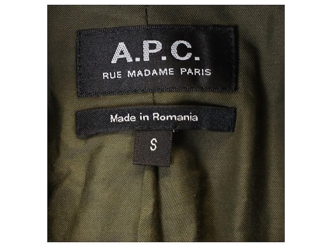 Apc Manteau en laine verte A.P.C. à imprimé chevrons avec poches latérales - vue 2