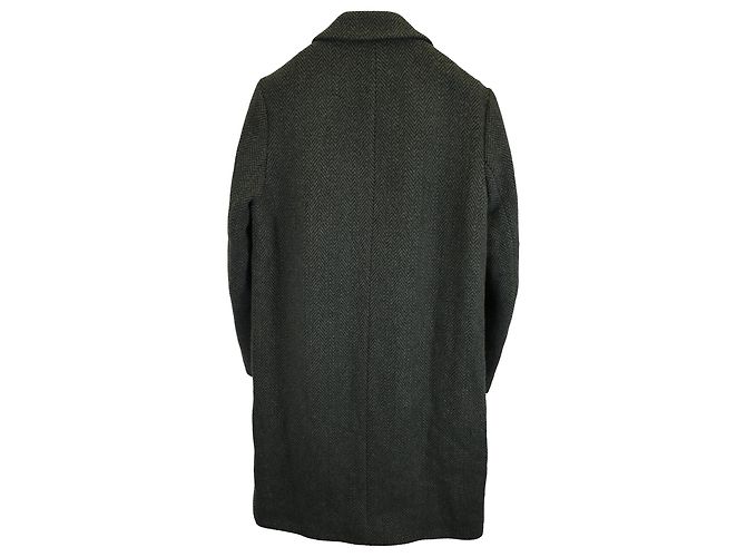 Apc Manteau en laine verte A.P.C. à imprimé chevrons avec poches latérales - vue 3