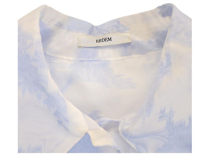 Erdem Blumenbluse aus hellblauer Seide - Ansicht 3