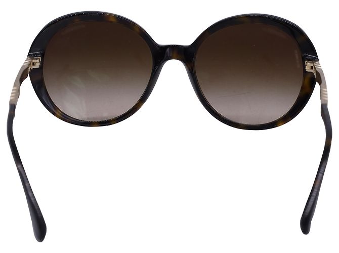 Timeless Gafas de sol redondas de tortuga Chanel en acetato marrón Castaño Roja - vista 5