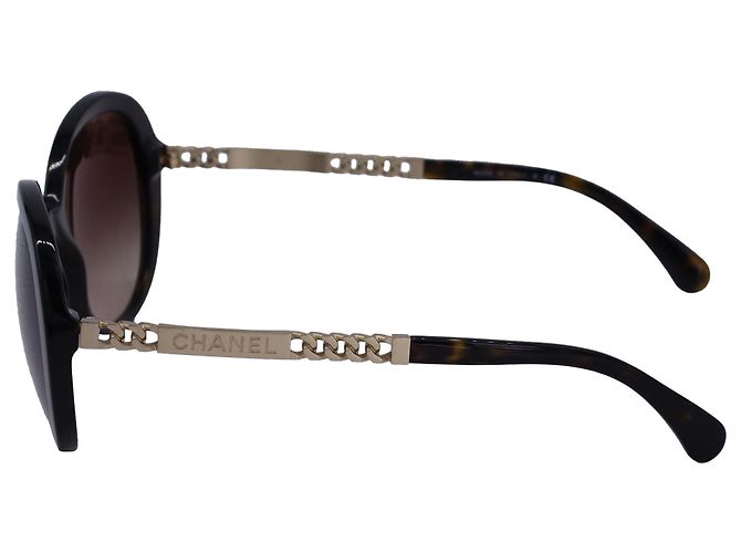 Timeless Gafas de sol redondas de tortuga Chanel en acetato marrón Castaño Roja - vista 6