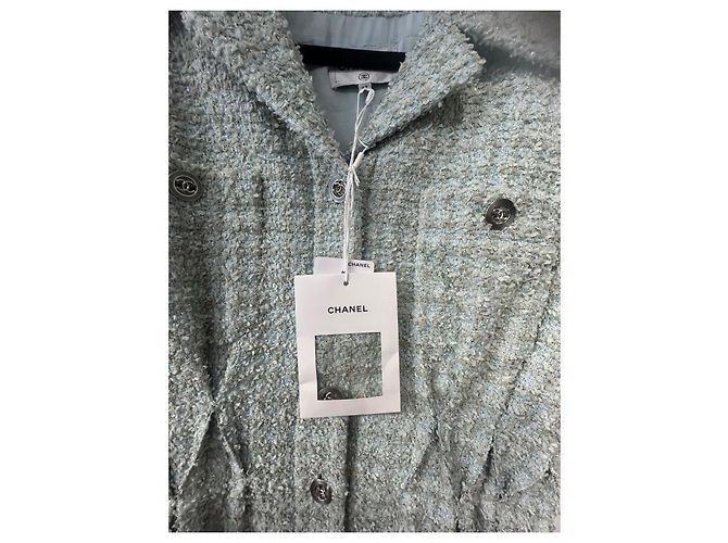 Chanel Tweedkleid in Grün mit Glitzer - Ansicht 2