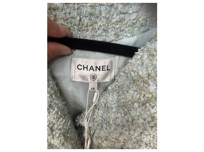 Chanel Tweedkleid in Grün mit Glitzer - Ansicht 3