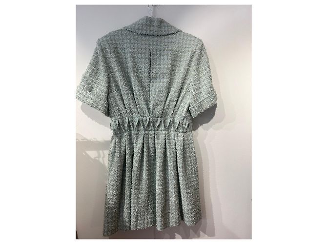Chanel Tweedkleid in Grün mit Glitzer - Ansicht 4