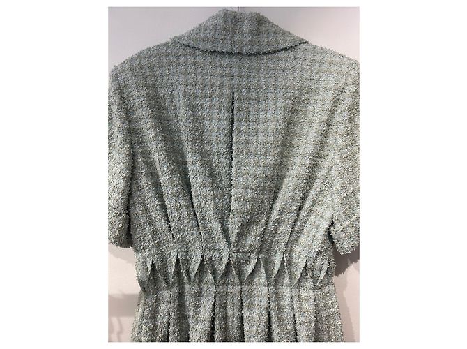 Chanel Tweedkleid in Grün mit Glitzer - Ansicht 5