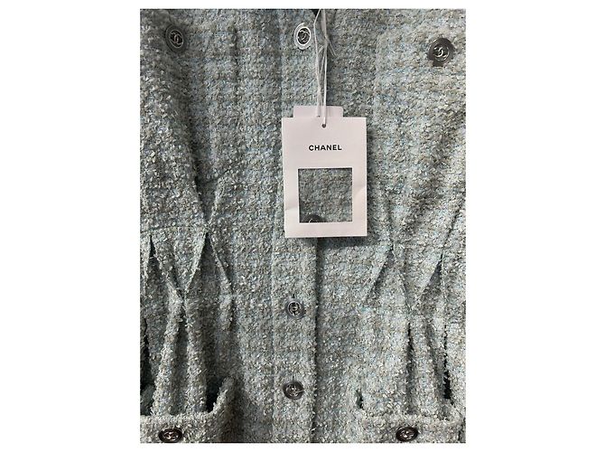 Chanel Tweedkleid in Grün mit Glitzer - Ansicht 8