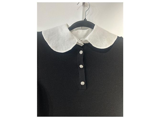 Pull Chanel de algodão branco com botões de camélia Preto - vista 2