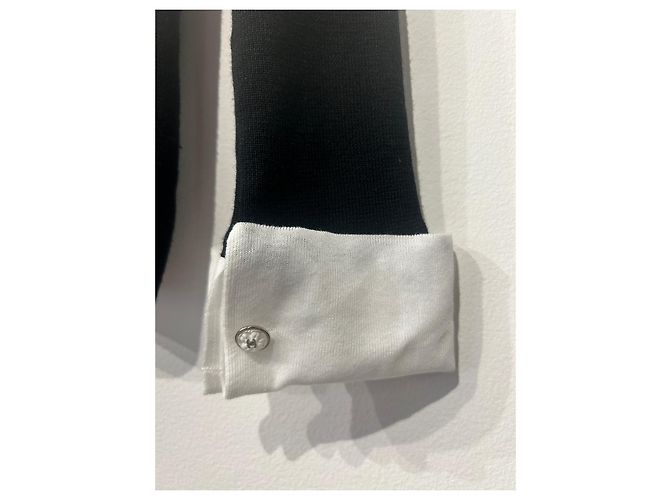 Pull Chanel de algodão branco com botões de camélia Preto - vista 3