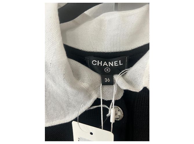 Pull Chanel de algodão branco com botões de camélia Preto - vista 4