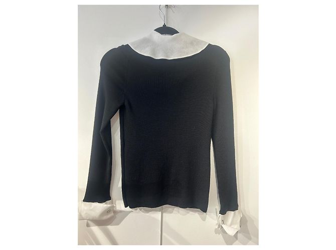 Pull Chanel de algodão branco com botões de camélia Preto - vista 5