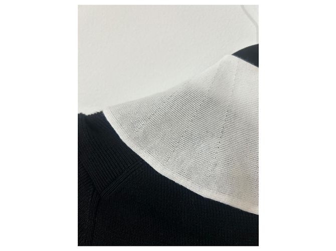 Pull Chanel de algodão branco com botões de camélia Preto - vista 7