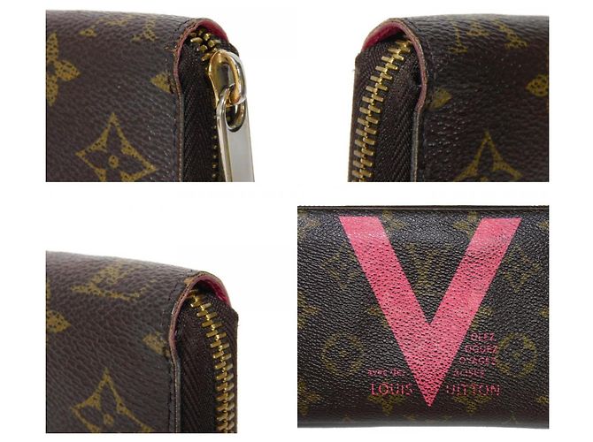 Cartera larga Zippy Louis Vuitton Flor LV Castaño Rosa Roja Monograma - vista 18