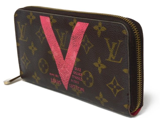 Cartera larga Zippy Louis Vuitton Flor LV Castaño Rosa Roja Monograma - vista 2