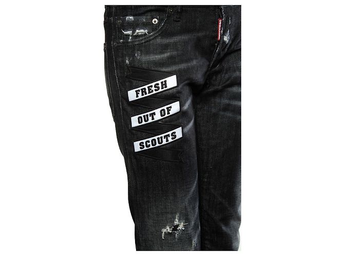 Dsquared2, jeans neri con toppe Nero - vista 5