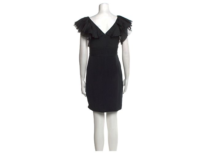 Marchesa Mini abito in crêpe di seta nera e organza Nero - vista 3