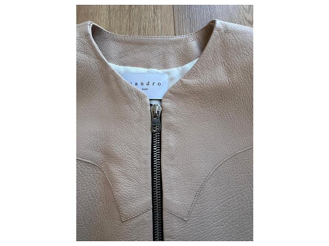 Sandro leather jacket Beige - view 10