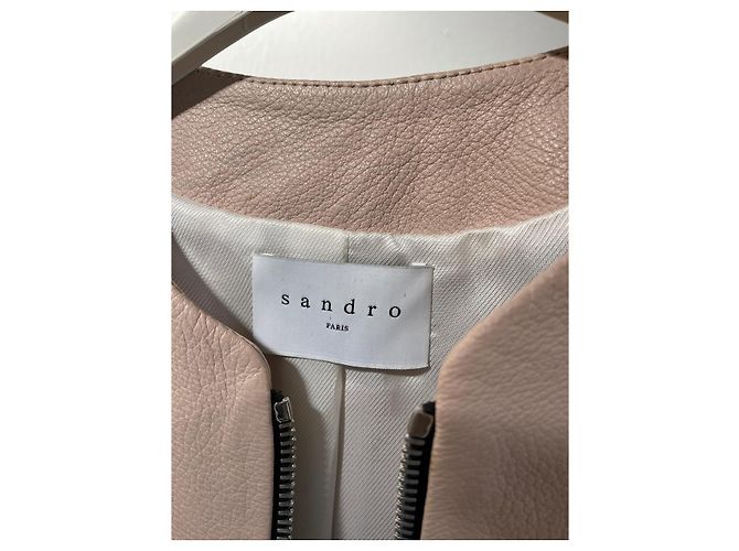 Sandro leather jacket Beige - view 3