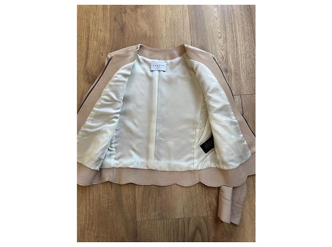 Sandro leather jacket Beige - view 4
