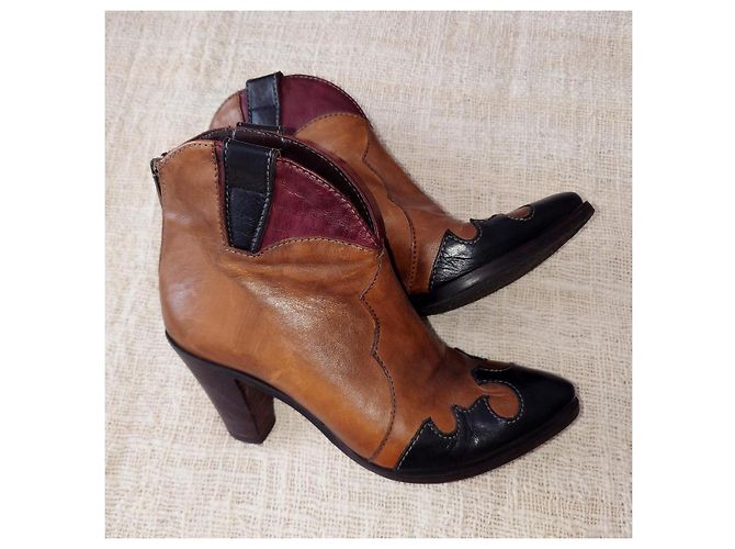 Autre Marque Stivali da cowboy in pelle Emanuela Passeri Marrone - vista 3