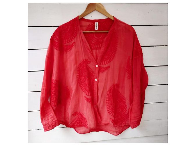 Autre Marque Tensione in camicia rossa con ricamo Rosso - vista 4