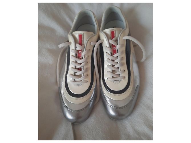 Sneaker Prada America's Cup Nere Argentate Beige Nero Argento - vista 3