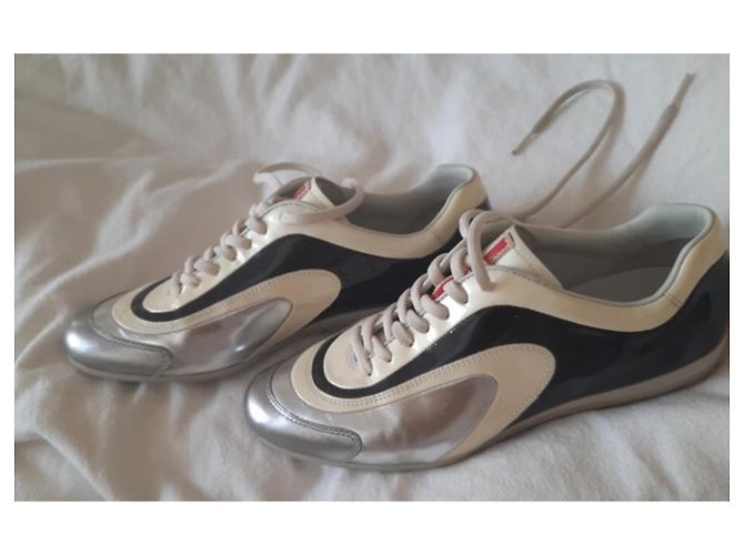 Sneaker Prada America's Cup Nere Argentate Beige Nero Argento - vista 6