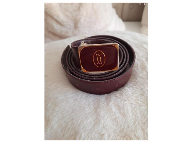 Cartier Gürtel Dunkelrot Leder Goldfarben 75 cm Bordeaux Gold hardware - Ansicht 2