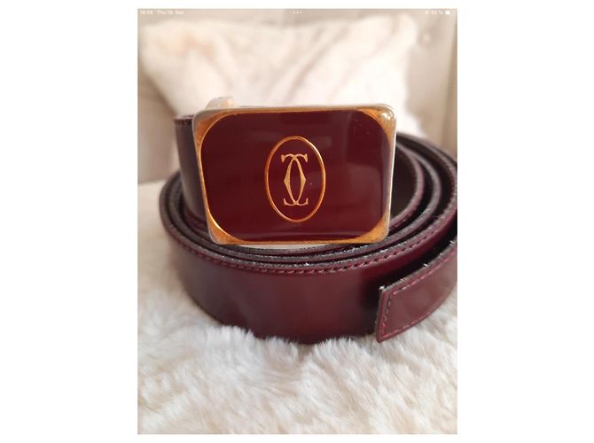 Cartier Gürtel Dunkelrot Leder Goldfarben 75 cm Bordeaux Gold hardware - Ansicht 4