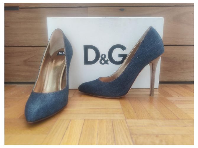D&G Denim-Pumps mit 10cm Absatz Blau Cognac - Ansicht 2