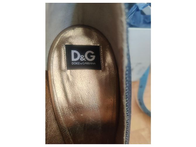 D&G Denim-Pumps mit 10cm Absatz Blau Cognac - Ansicht 5