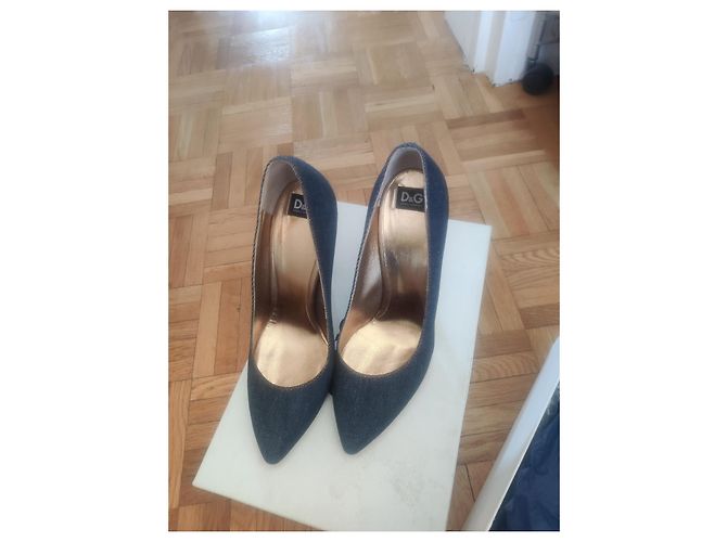 D&G Denim-Pumps mit 10cm Absatz Blau Cognac - Ansicht 8